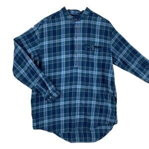 Lee Valley Ireland Mens My Grandfather Shirt L Blue Plaid Flannel Popover